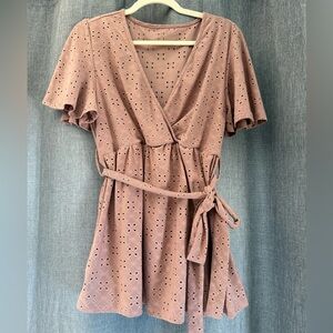 SHEIN Dusty Pink Eyelet Dress